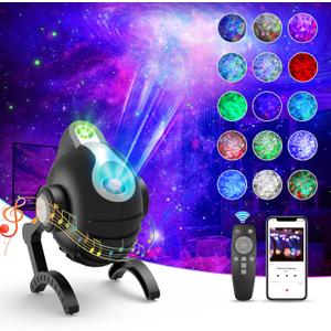Star Galaxy Projector for Bedroom-Robot Dog Night Light with Starry Nebula Ceiling LED Lamp, Bluetooth Speaker and Remote Timer-Gift for Kids Adults Christmas Birthday Game Party -Black