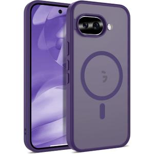 Compatible with Google Pixel 9A Case with Magnetic [Compatible with Mag-Safe][Military Grade Drop Protection] Slim Translucent Matte Phone Case with Anti-Fingerprint Tech, Purple
