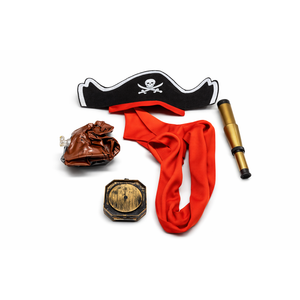 Pirate Costume Accessory Set – Hat, Telescope, Scarf, Treasure Bag & Compass