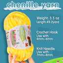 2 Skeins Fluffy Chenille Yarn for Crocheting - Chunky Velvet Yarn for Scarves Shawls, Baby Blankets, Hats Plush Toys, Plush Yarns Each Skein 49.2yd, 3.5oz (Lake Blue)