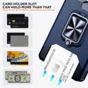 Multifunctional Google Pixel 10 Pro XL Case with Card Holder and Sliding Camera Cover - Wireless Charging Compatible Pixel 10 Pro XL Wallet Case with Magnetic Kickstand (Blue)