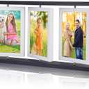 ZEEYUAN 4x6 Desk Picture Frame Rotating Double-Sided Picture Frame, 4x6 Tabletop Wooden Collage Family Pictures Frame for Office Desktop Home Decor, Holds 6 Photos, Black