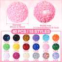 40 Pcs 20 mm Rhinestone Beads Bulk Crystal Round Disco Ball Chunky Bubblegum Beads for Pens Bracelets Charms Craft European Style Jewelry Making Supplies Christmas(Glitter)