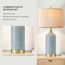 24.25" Modern Ceramic Blue Table Lamps Set of 2 for Living Room, Farmhouse, Bedside, Coastal Bedroom, Side & End Tables