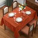 SiinvdaBZX Damask Rectangle Tablecloth, Luxury Jacquard Design Rust/Burnt Orange Table Cloth 60" x 102", Wrinkle Free Satin Polyester Table Cover for Dinner Party Banquet Holiday