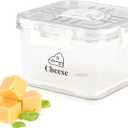 Cheese Container for Refrigerator, Cheese Keeper with Airtight Lid and Time Recording, Cream Block Shredded Cheeses Storage Box, Sliced,Grated, Cheddar Cheeses Box For Fridge, kitchen Organizer