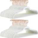 Amazon Basics Slim Velvet Non-Slip Space Saving Suit Clothes Hangers for Closet Organization, Ivory/Rose Gold, 100-Pack, Pack of 100