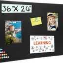 Bulletin Board, 36 X 24 inches Cork Board with 20 Pushpin, Felt Cork Board Notice Pin Board, Self-Adhesive Vision Board Mood Board Foldable Photo Board for Wall - Black (36 X 24inches)