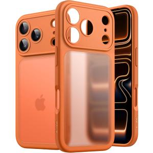 JETech Matte Case for iPhone 17 Pro 6.3-Inch, Shockproof Military Grade Drop Protection, Full Camera Lens Protection, Frosted Translucent Back Minimalist Phone Cover (Orange)