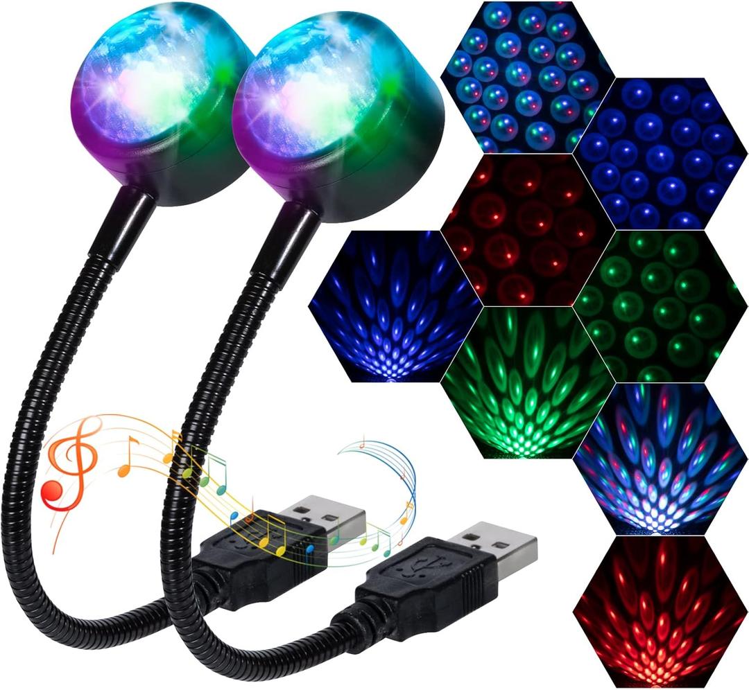 Portable Car Roof Star Projector Lights - USB Powered, Adjustable, 4 Colors & 9 Modes for Decor, Ceiling, Bedroom, Party - 2 Pack