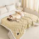 Luciphia Waterproof Dog Blanket, Emotional Support Leakproof Large Pet Blanket for Couch Sofa Bed Protector, Washable Soft Sherpa Fleece with 3D Jacquard, Cozy Calming Reversible, Yellow, 85"x57"