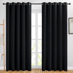 NICETOWN Blackout Curtains Panels for Living Room, 2 Panels, 66 x 80 Inch, Black, 3 Pass Microfiber Noise Reducing Thermal Insulated Solid Ring Top Blackout Window Drapes