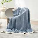 Snuggle Sac Blue Throw Blankets for Couch, Reversible Super Soft Warm Blankets Cozy Knit Blanket Fuzzy Plush Throws for Sofa, Bed, Gift, Heather Blue, 50 x 60 inches