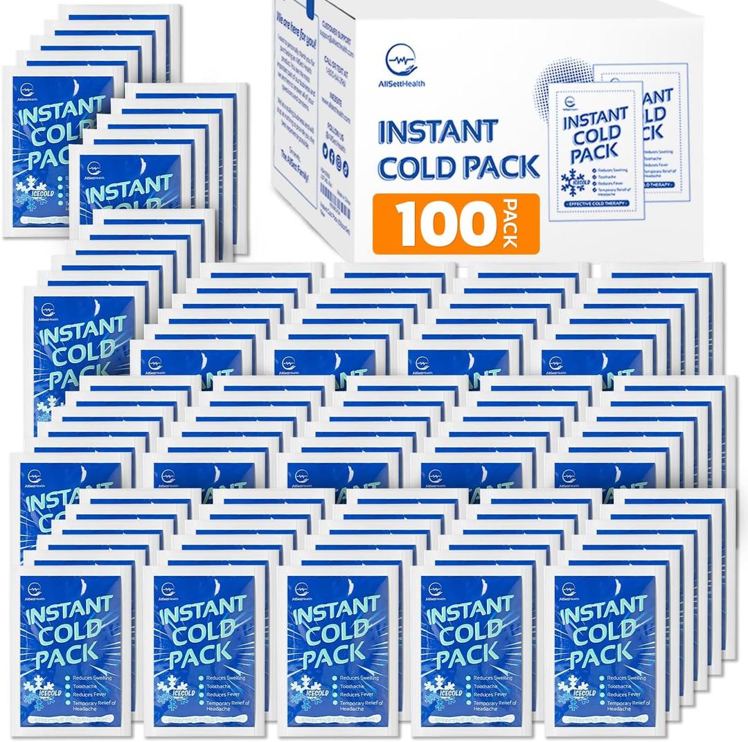 100 Pack Instant Cold Pack - Disposable Instant Ice Packs for Injuries Cold Compress Ice Pack for Pain Relief, Swelling 6 x 4.5 in