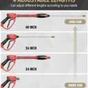 Pressure Washer Gun and Hose Kit, 4800PSI Flexible & Kink-Resistant - Steel Braided & Durable High Power Washer Hose 100 FT with 3/8" Swivel Quick Connector and M22 14mm Adapters & 5 Nozzles