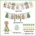 Half Birthday Decorations for Baby - Green 1/2 Birthday Hat, Half Birthday Photo Banner, Pastel Balloons, 1/2 High Chair Banner, 1/2 Way To One Cake Topper, 6 Months Party Supplies