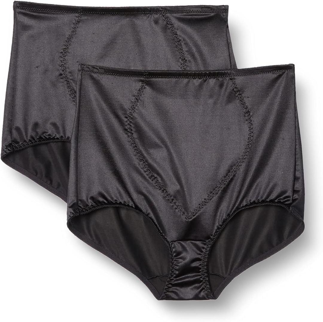 Bali 2-Pack Moderate Control Tummy Panel Briefs Black 3X