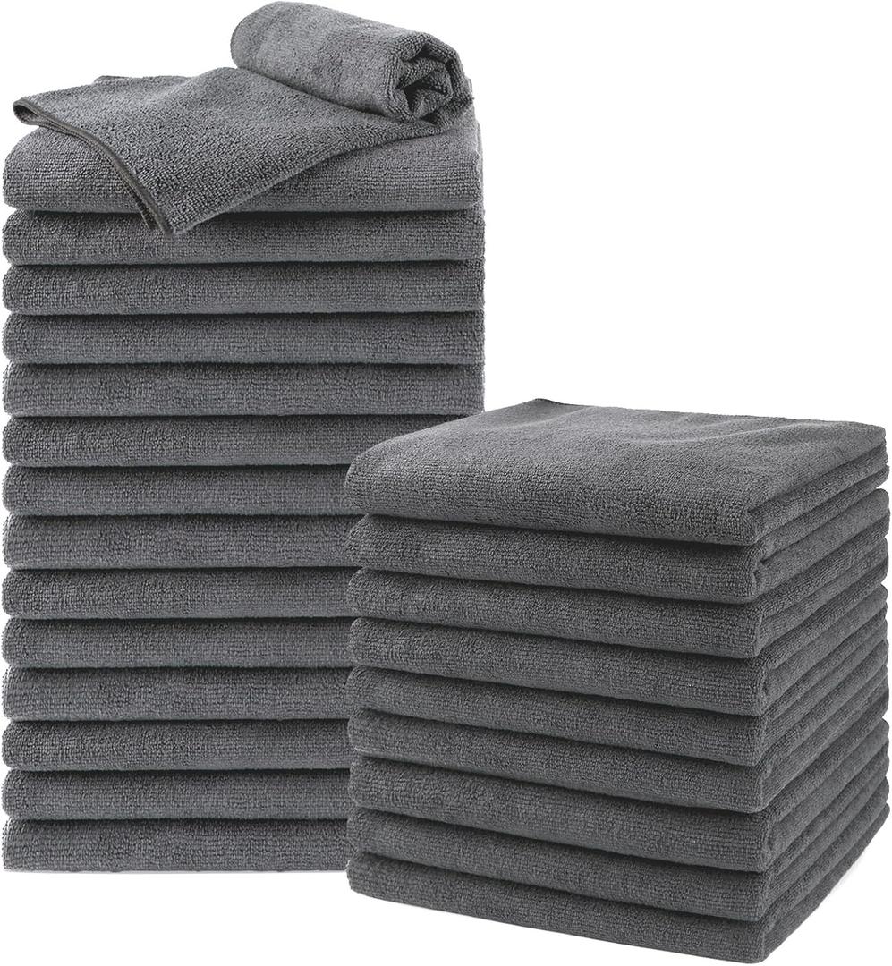 UNIMADE Salon Towels 24 Pack, Super Soft Microfiber Gym Towels, Highly Absorbent Hair-Drying Cloth for Gym, Bath, Spa Use and Home Beauty Care - Grey (16x29 inch)