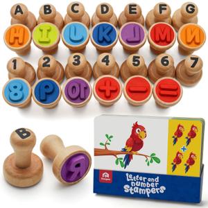 Coogam Wooden Alphabet Number Stamp Flashcard, ABC Spelling Letter Stampers and Mathematics Learning Number Stampers Arts and Crafts Supplies, Montessori Educational Toy Gifts for 3 4 5 Year Old Coogam Wooden Alphabet Number Stamp Flashcard, ABC Spelling Letter Stampers and Mathematics Learning Number Stampers Arts and Crafts Supplies, Montessori Educational Toy Gifts for 3 4 5 Year Old