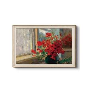 Red Poppies Framed Wall Art,Vintage Wall Art,Modern Farmhouse Decor, Red Flowers Print, Antique Wall Decor 3' x 2'