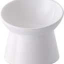 White Small Ceramic Raised Cat Bowls, Tilted Elevated Food or Water Bowls, Stress Free, Backflow Prevention, Dishwasher and Microwave Safe, Lead & Cadmium Free