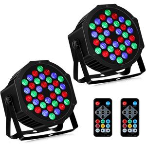 36LEDs RGB Stage Lights 2Pack - 36W Par Lights Sound Activated Remote & DMX Control by Corded Electric Uplights for Events Wedding Club Band Music Dance Show DJ Party Lighting