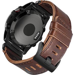 Soft Horween Leather Watch Band Compatible With Garmin, Strap For Fenix/Forerunner/Approach/MARQ/Quatix / D2 Series/Instinct/Epix/Tactix/Foretrex (root={'value': "26 mm / Middle (5.9'' - 8.7'')"}, Brown)