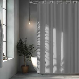 Seenus Light Grey Fabric Shower Curtain Liner with 3 Large Magnets, 72 x 72 inch Waterproof Cloth Shower Liner Washable, Neutral Gray Bathroom Shower Curtain for Hotel
