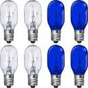 Mudder 8 Pieces Lighted Make Up Mirror Bulbs 20W Replacement Bulbs for Double Sided Illuminated Mirror (Blue, Clear)