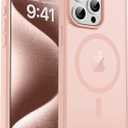 Magnetic for iPhone 15 Pro Max Case, [Compatible with MagSafe] [Military Grade Drop Protection] Translucent Matte Shockproof Anti-Scratch Phone Case for Women and Men, Light Pink