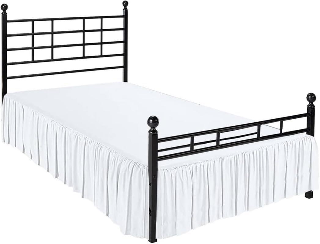 Ruffle Bed Skirt with Split Corners, Microfiber Dust Ruffled for a Perfectly Tailored Bedding Ensemble, Wrinkle and Fade Free, Easy Fit, Queen Size 12 Inch Drop, White