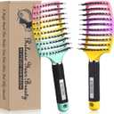 KTKUDY Detangling Brush Getting Knots Out without Pain - Boar Bristles HairBrush Make Hair Shiny & Healthier Vented Detangler Brush for Women Men Kids Wet and Dry Hair (Rainbow & Yellow-Purple)