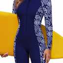 Century Star UPF 50+ Modest Long Sleeve Swimsuits for Women Bathing Suit Rash Guard Surfing One Piece High Neck Swimwear (Blue, S)