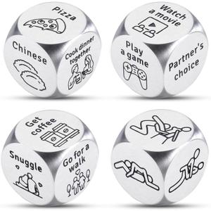 2 x 4PCS Sex Toy Sex Dice Game for Couple 10th Anniversary Steel Gift for Women Men Fathers Day Presents for Him Men Valentines Gifts for Boyfriend Girlfriend Husband Birthday Gifts from Wife Christmas
