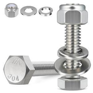 (8 Sets) 3/8-16 x 2 Hex Head Screw Bolt,Lock Nuts,Flat & Lock Washers Kits,304 Stainless Steel 18-8,Fully Threaded