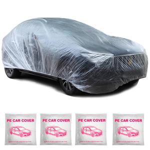 Universal Disposable Car Covers - Waterproof Plastic Car Cover for Automobiles - Universal Vehicle Cover with Elastic Band for Sedan Outdoor Snow Rain Weather, (Size L 4Pack)