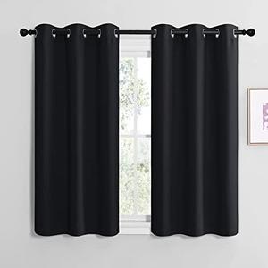 NICETOWN Halloween Blackout Draperies Window Curtain Panels, Autumn/Winter Thermal Insulated Solid Grommet Blackout Curtains/Drapes for Cafe (Set of 1, 42 inches by 48 inches, Black)