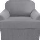 2-Piece T-Cushion Chair Slipcover Set Stretch Sofa Cover for T-Cushion Armchairs & Chairs (Fits Width Up to 47") Washable Furniture Protector with T-Shaped Seat Cover (Light Grey, Chair)