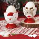 2-Piece Ceramic Egg Cup, Christmas Egg Cup Set, Suitable For Storing And Consuming Eggs, Home Breakfast Decoration, Ceramic Holiday Decorative Cups