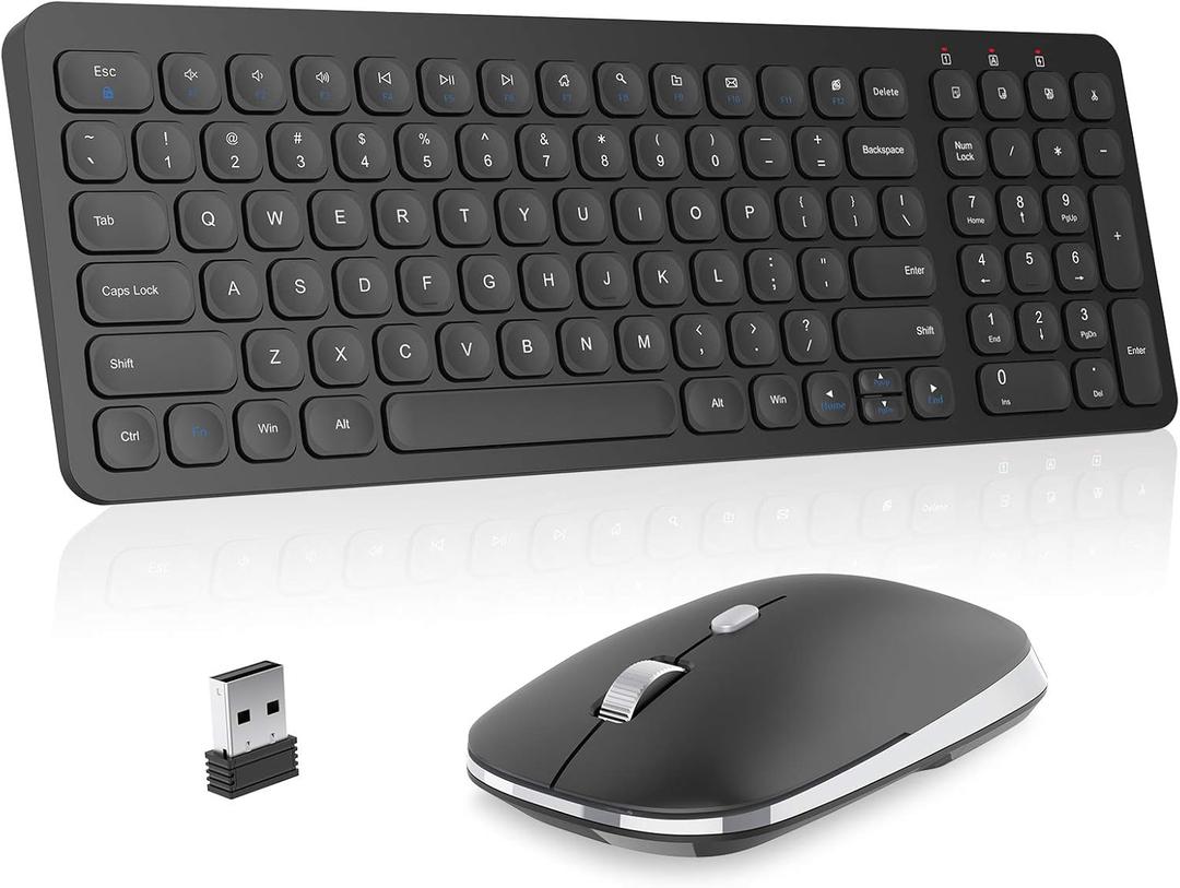 cimetech Wireless Keyboard Mouse Combo, Compact Full Size Wireless Keyboard and Mouse Set Less Noise Keys 2.4G Ultra-Thin Sleek Design for Windows, Computer, PC, Notebook, Laptop - Matte Black cimetech Wireless Keyboard Mouse Combo, Compact Full Size Wireless Keyboard and Mouse Set Less Noise Keys 2.4G Ultra-Thin Sleek Design for Windows, Computer, PC, Notebook, Laptop - Matte Black