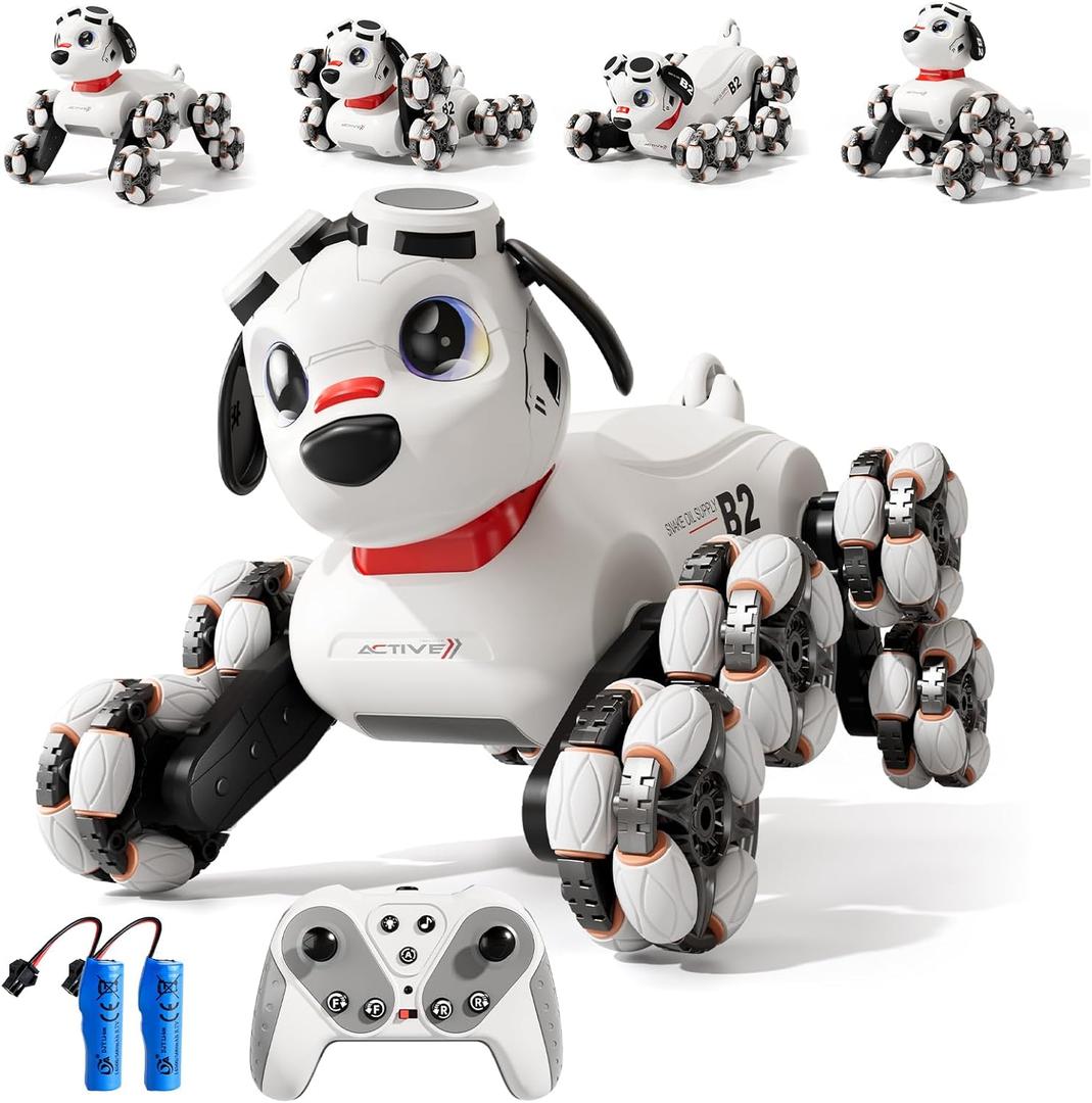 BLF FUN Remote Control Robot Dog Toys 6-8, 8WD Gesture Sensing Rc Stunt Car with Light and Music, Robot Pet Dog Toys for Kid Boys Christmas Birthday Gifts Age 8-12 (White Color)