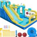 Bounce House, 8-in-1 Gameplay Mode Inflatable Bounce House for Kids, Sturdy and Durable Bouncy House with Blower, Family Backyard Bouncy Castle with Slide for Indoor Outdoor