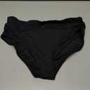 Tempt Me Women Mid Rise Bikini Bottoms Full Coverage Swimsuit Ruched Scrunch Swim Bottom (Black, L)
