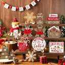 Christmas Gingerbread Wooden Tiered Tray Decorations Set Snowman Snowflake Gnome Truck Signs Farmhouse Christmas Table Decorations
