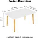 Square Coffee Table Low Table with 4 Solid Wood Sturdy Legs,Floor Table Desk for Sitting on The Floor,19.7"D x 31.5"W x 16"H Inches,Living Room/Toy room Furniture,Rental house Furniture (White-Square)
