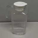 Glass Pitcher - (1 Pack) 1.7 Liter / 55 oz Clear Glass Pitchers with Handle and Lid - with Ribbed Design and Vented Spout - for Fridge Shelf and Everyday Use