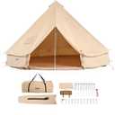 VEVOR Canvas Tent Bell, Yurt 4 Seasons for Camping with Stove Jack, Breathable Holds up to 4 People, Family Camping Outdoor Hunting Party, 4m/13.12ft