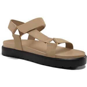 Coutgo Womens Platform Sandals Comfortable Open Toe Adjustable Strap Summer Vacation Shoes (White)