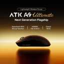 ATK Dragonfly A9 Ultra Max Wireless Gaming Mouse, PAW3395 Ultra Sensor, DPI up to 30,000, 55g Lightweight, 8K Polling, 800 Hr Battery Life, 5 Programmable Buttons, Dual-Mode 2.4G/Wired - White