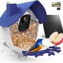 birdsnap P33 - Smart Bird Feeder with Camera Solar Powered, 2K Video Bird Camera Feeder Live with 32GB Card, AI Identify Feather Species, Auto Record in Backyard, Ideal Gift for Birds Lover (Blue)